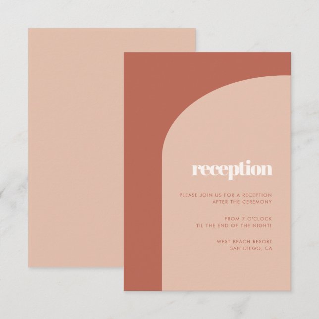 Enkel chic persikoterrakotta valv mottagning inbjudningar (Fram/baksida)