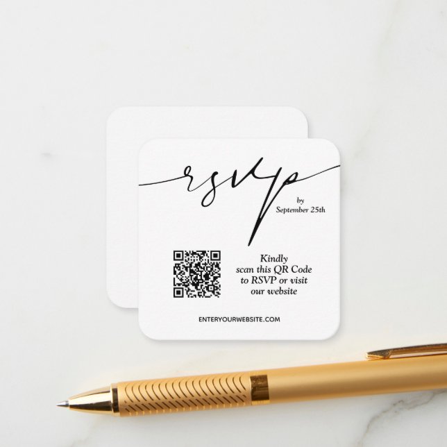 Enkel Chic QR-kod Bröllop Tilläggskort (Fram/Back In Situ)