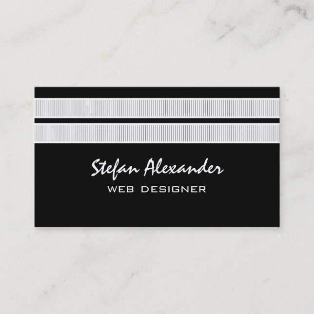 Enkel Chic Rand Affärskort, svartvitt Visitkort (Framsida)