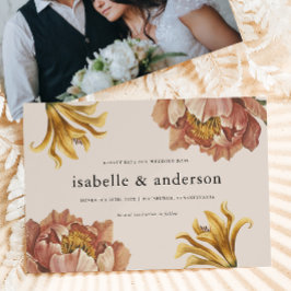 Enkel Chic, Rustic Blommigt Photo Bröllop Spara Datumet