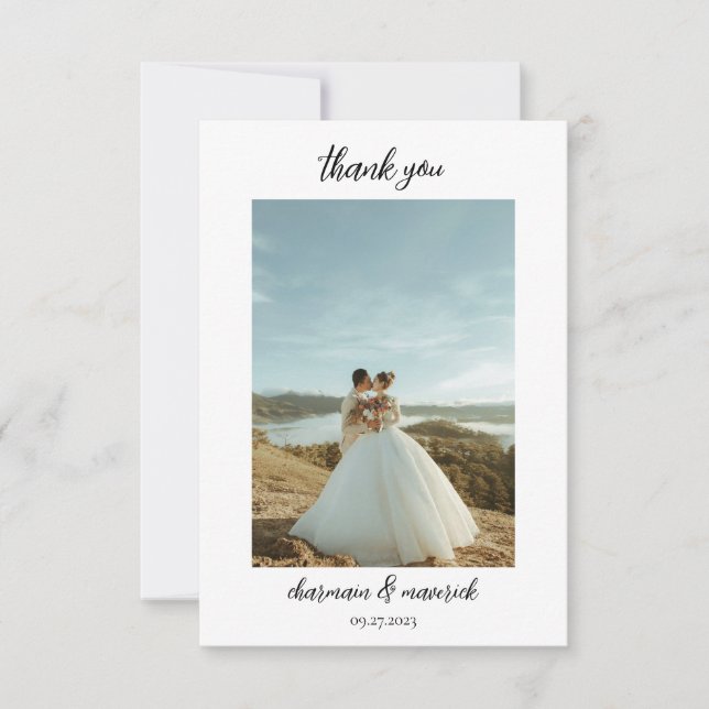 Enkel Chic Script Foto Tack Kort (Framsida)