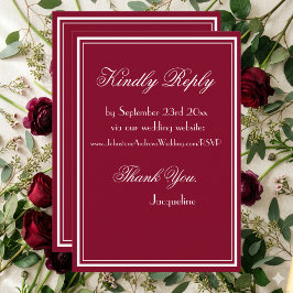 Enkel Chic Script RSVP Webbplats Burgunder Röd Brö Tilläggskort