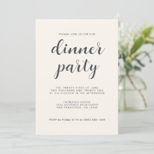 Enkel Chic Skript Ljust ivoriansk middag Party Inbjudningar