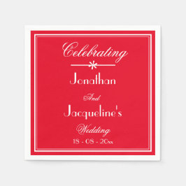 Enkel Chic Skript Romantic Red Bröllop Papper Pappersservett