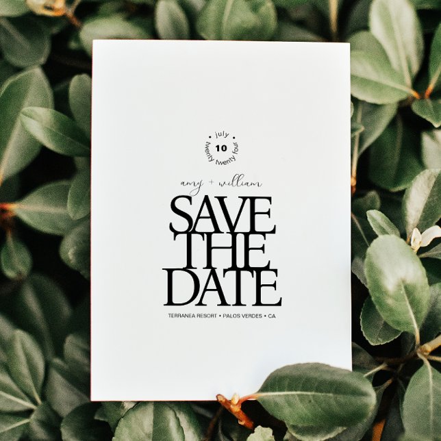 Enkel Chic ・ Snyggt Modern Minimalist ・ Elegant Spara Datumet (Simple Chic • Stylish Modern Minimalist • Elegant Save The Date. Stunning, stylish, a showstopper.)