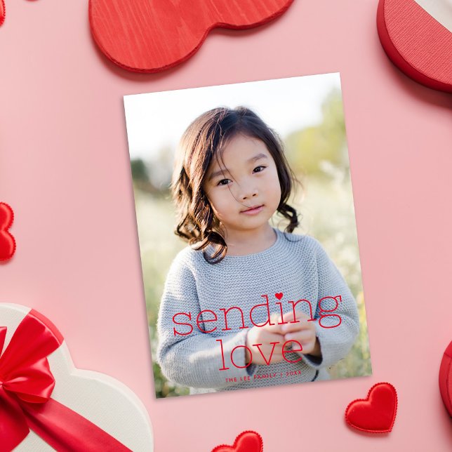 Enkel Chic som skickar foton på Alla hjärtans dag  Julkort (Skapare uppladdad)