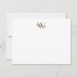 Enkel Chic Svart Guld Monogram Skript Namn Anteckningskort