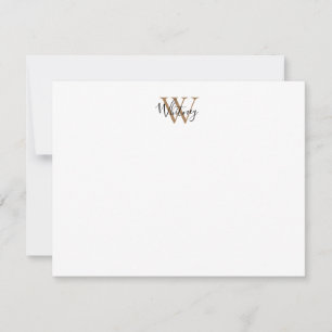 Enkel Chic Svart Guld Monogram Skript Namn Anteckningskort