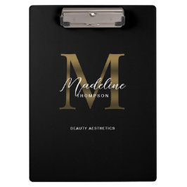 Enkel Chic, svart, svart, Guld-monogram