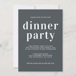 Enkel Chic, typografi av off-Black Middag Party Inbjudningar