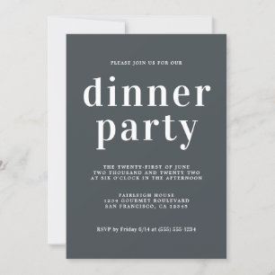 Enkel Chic, typografi av off-Black Middag Party Inbjudningar