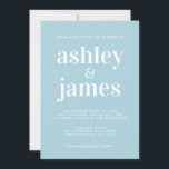 Enkel Chic Typografi blå glöd Bröllop Inbjudningar<br><div class="desc">Den enkla och chic bröllopsinbjudan har vit snyggt, elegant och modern typografi i blå glöd. Lägg bara till dina uppgifter om bröllop. Enbart designad för dig av Lycklig Dolphin Studio. Kontakta oss på happydolphinstudio@outlook.com om du behöver hjälp eller matchande produkter. Vi är lycklig för att hjälpa dig att göra bröllop...</div>
