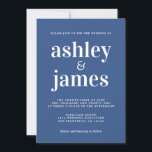 Enkel Chic Typografi Klassisk blå Bröllop Inbjudningar<br><div class="desc">Den enkla och chic bröllopsinbjudan har vit snyggt, elegant och modern typografi på klassisk blå bakgrund. Lägg bara till dina uppgifter om bröllop. Enbart designad för dig av Lycklig Dolphin Studio. Kontakta oss på happydolphinstudio@outlook.com om du behöver hjälp eller matchande produkter. Vi är lycklig för att hjälpa dig att göra...</div>