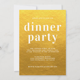 Enkel Chic Typografi Klassisk Guld-middag Party Inbjudningar