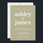 Enkel Chic Typografi Sage Grönt Bröllop Inbjudningar<br><div class="desc">Den enkla och chic bröllopsinbjudan har vit snyggt, elegant och modern typografi på en grönt. Lägg bara till dina uppgifter om bröllop. Enbart designad för dig av Lycklig Dolphin Studio. Kontakta oss på happydolphinstudio@outlook.com om du behöver hjälp eller matchande produkter. Vi är lycklig för att hjälpa dig att göra bröllop...</div>