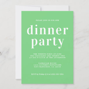 Enkel Chic Typografi Sommar Grönt Middag Party Inbjudningar