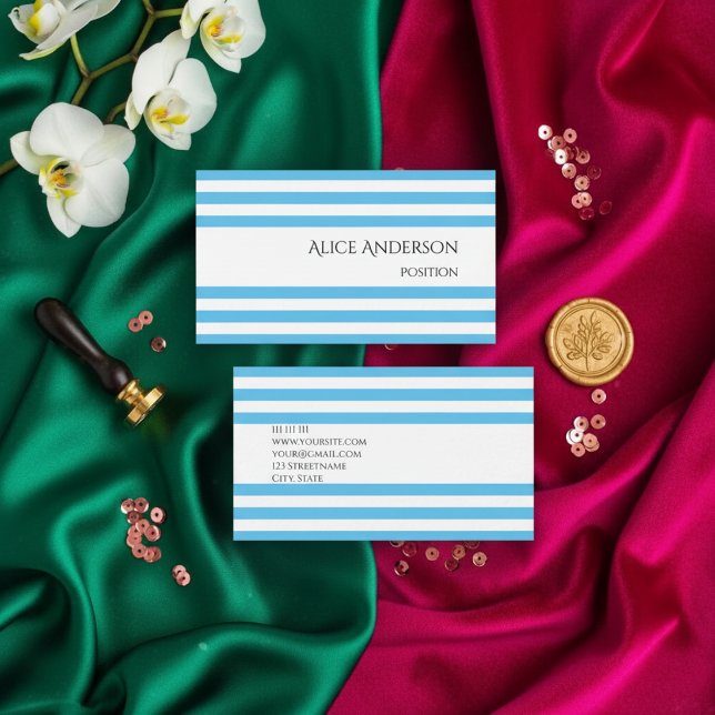 Enkel Chick blå Rand-geometrisk Chic Visitkort (Skapare uppladdad)