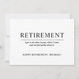 Enkel citat Svarta och vita Pension Party Inbjudningar