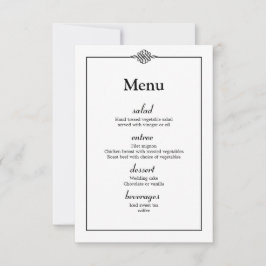 Enkel Classy Black White Bröllop Menu Inbjudningar