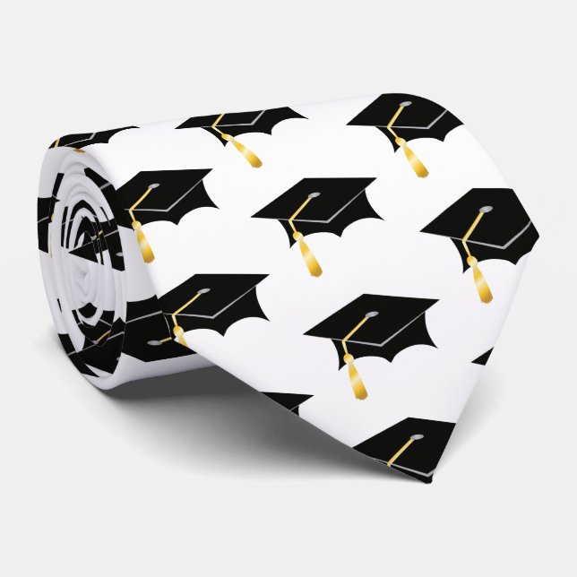 Enkel Classy Elegant Grad Cap Mönster Studenten Slips (Rullad)