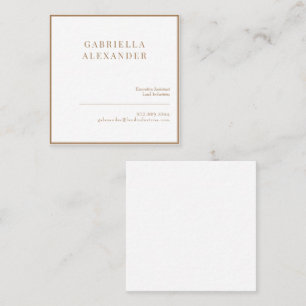 Enkel Classy White & Guld Square Fyrkantigt Visitkort