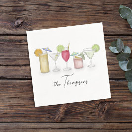 Enkel Cocktail Drinks Watercolor Whimsical Anpassn Pappersservett