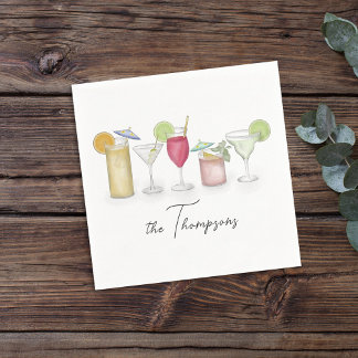 Enkel Cocktail Drinks Watercolor Whimsical Anpassn Pappersservett