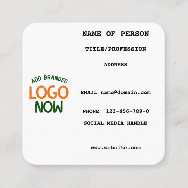 ENKEL CONTEMPORARY CLEAN WHITE FASHIONABLE CLIENT FYRKANTIGT VISITKORT (Framsida)