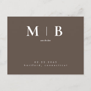 Enkel Contemporary Sleek Monogram Brown Spara Datu Vykort