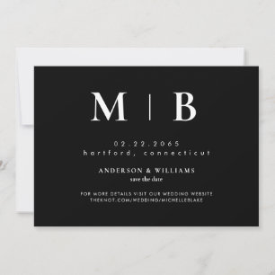 Enkel Contemporary, svart Monogram Spara Datumet