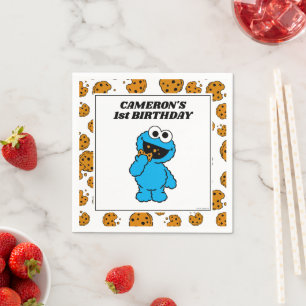 Enkel Cookie Monster 1-års födelsedag  Pappersservett