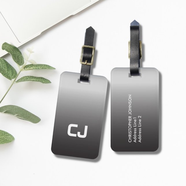 Enkel Coola Grått White Monogram Bagagebricka (Skapare uppladdad)