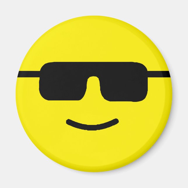 Enkel Coola Shades Gult Ansikte Magnet (Framsidan)