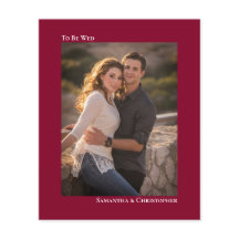 Enkel Cranberry Red BUDGET Bröllop Photo Inbjudan