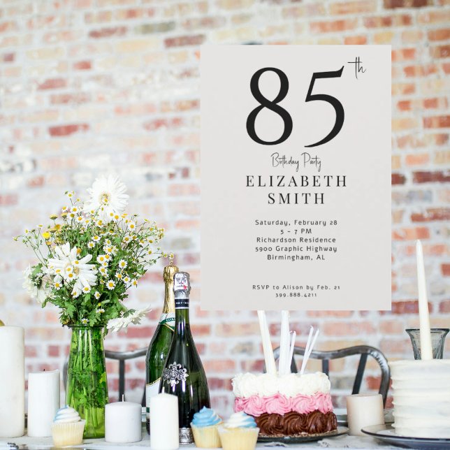 Enkel Cream 85:e Födelsedagsfesten Inbjudningar (Skapare uppladdad)