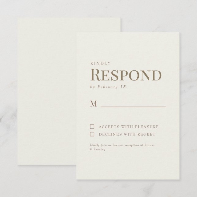 Enkel Cream Guld-Bröllop OSA Kort (Fram/baksida)