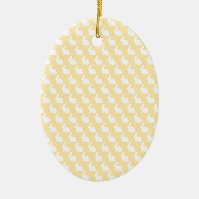 Enkel Cream och vit Påskhare Julgransprydnad Keramik (Framsidan)