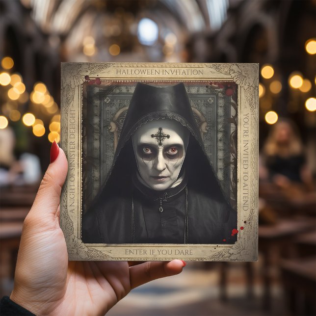 Enkel Creepy Nun Lunatic Asylum Halloween Inbjudningar (Skapare uppladdad)