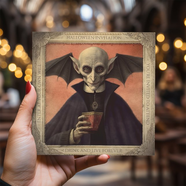 Enkel Creepy Vintage Dracula Halloween Inbjudningar (Skapare uppladdad)