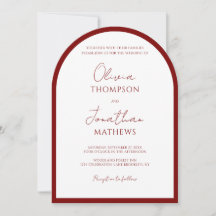 Enkel Crimson Red Gräns Script Bröllop Arch