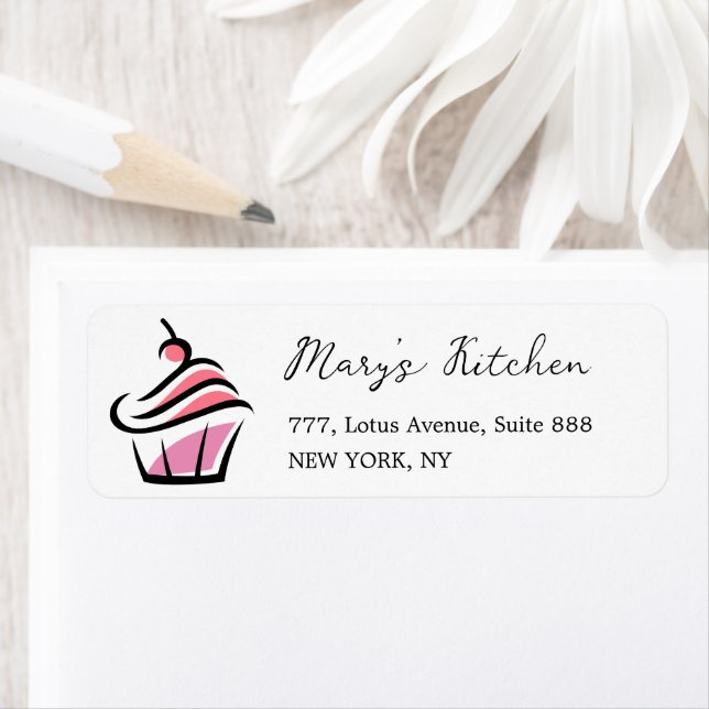 Enkel cupkaka Bakery Patisserie Business Returadress Etikett (Insitu)