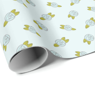 Enkel Cute Blommigt Blue Ro Mönster Ditsy Presentpapper