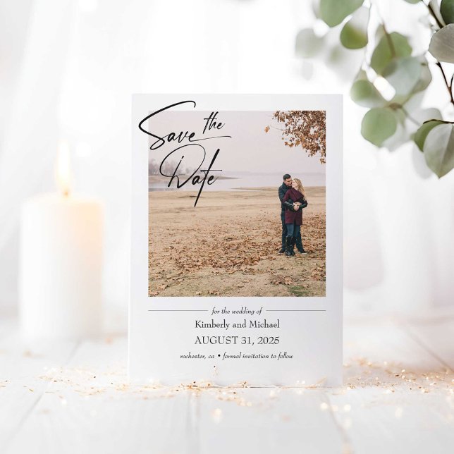 Enkel cute-Elegant Spara datumfoto Datumet (Save the Date Card)