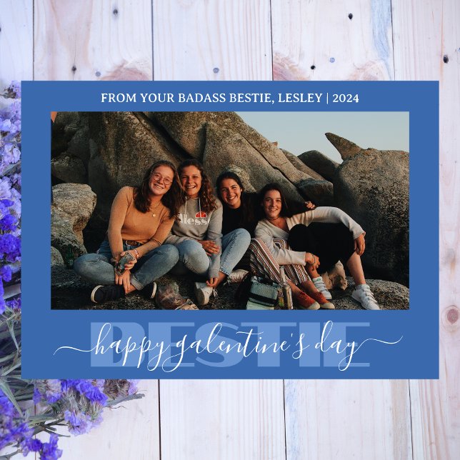 Enkel Cute Lycklig Galentines-dag för bestie Julkort (Skapare uppladdad)