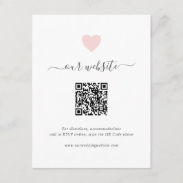 Enkel Cute Rosa Heart QR-kod Webbplats Bröllop Tilläggskort