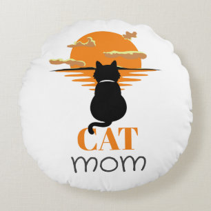 Enkel Cute Script-ägare Cat Mamma Rund Kudde