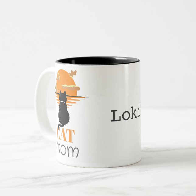 Enkel Cute Script-ägare Cat Mamma Två-Tonad Mugg (Framsida vänster)