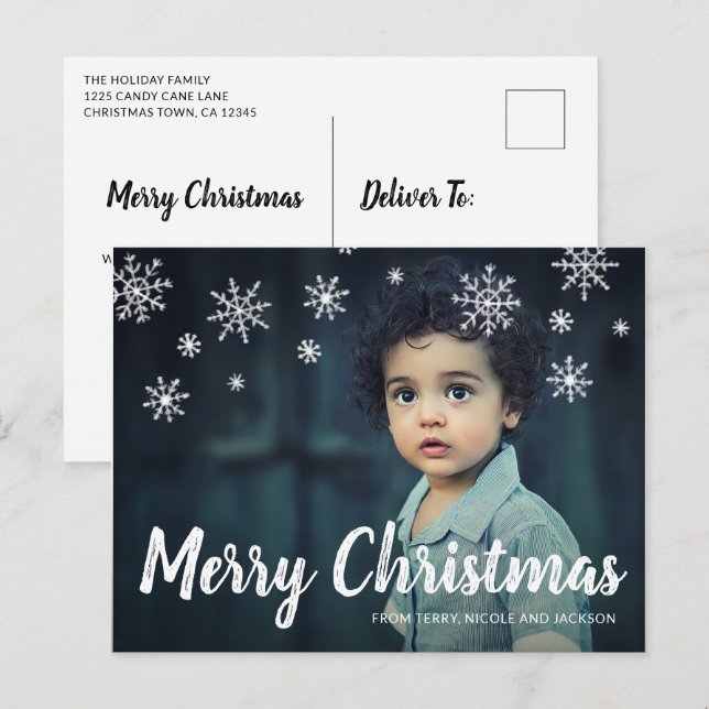 Enkel Cute Snöflingor Modern jul Helg Vykort (Fram/baksida)