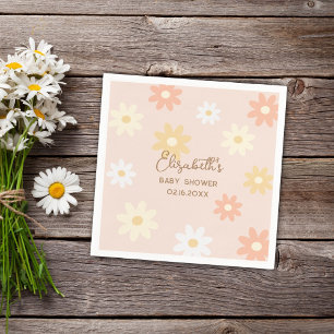 Enkel Daisy för Retro-Chic Boho Girl Baby Shower Pappersservett