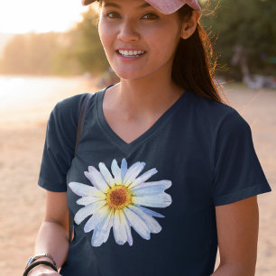 Enkel Daisy Vattenfärg Blomma T Shirt